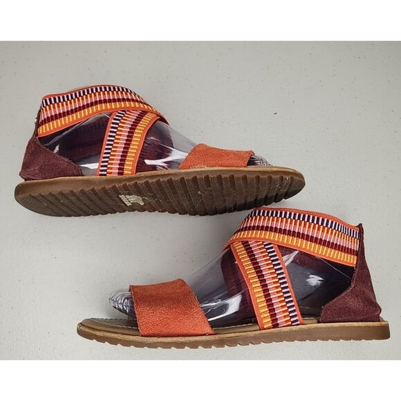 SOREL Ella Orange Fall Multicolor Strappy Sandals Crisscross Womens Size 7 EU 38 - Picture 6 of 10